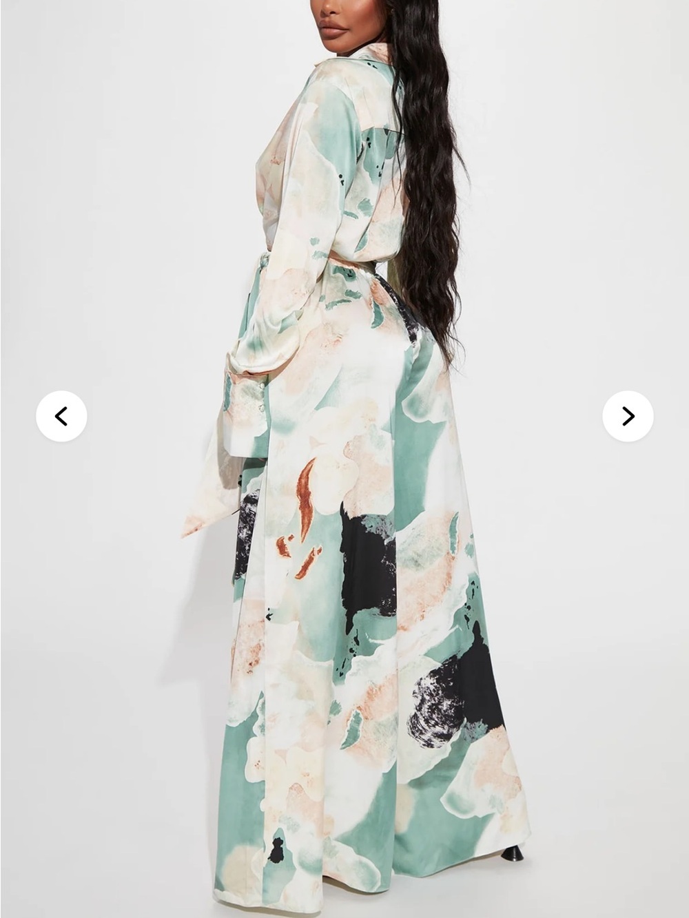 Take Me Away Satin Abstract Jumpsuit Sage Green